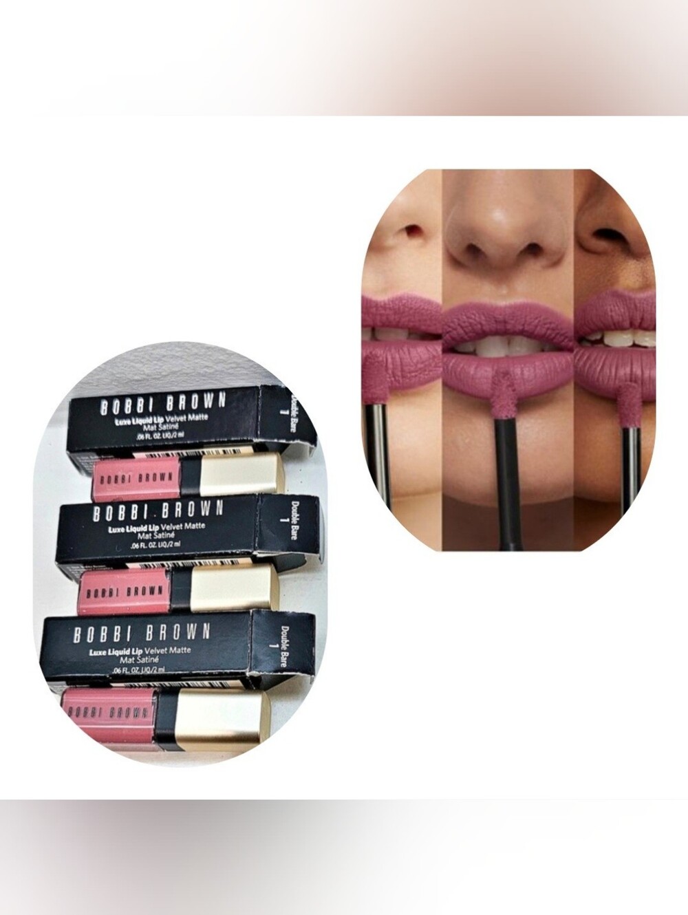 BOBBI BROWN LUXE LIQUID LIP VELVET MATTE LIPGLOSS 3PC IN DOUBLE BARE COLOR(MINI)